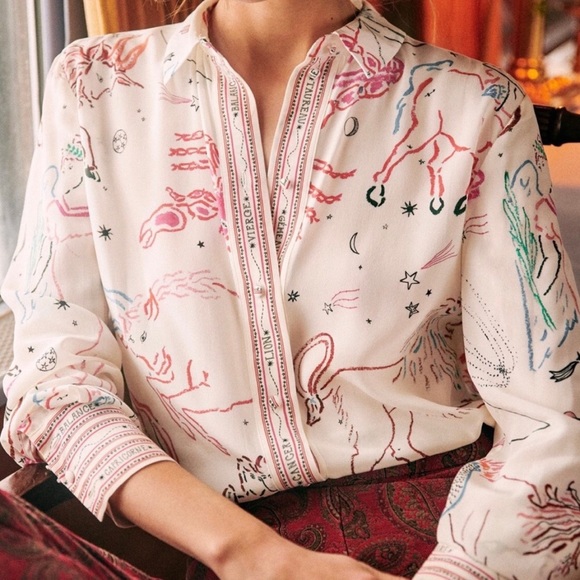 NWT Sézane Ann Astrology Blouse Size 38 - Picture 2 of 12